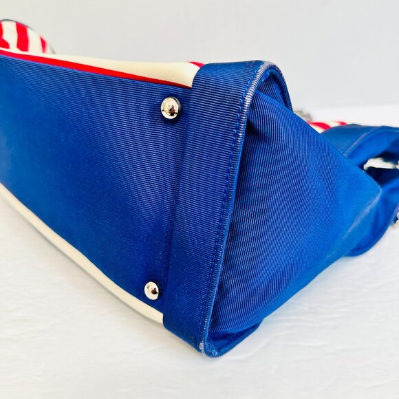 AUTHENTIC CHANEL CRUISE LINE CHAIN STRAP RED WHITE BLUE STRIPE RESORT VINTAGE - Picture 11 of 16
